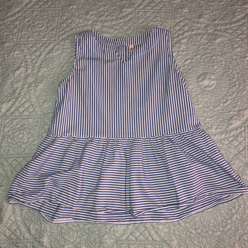 Blue & White Striped Peplum Top